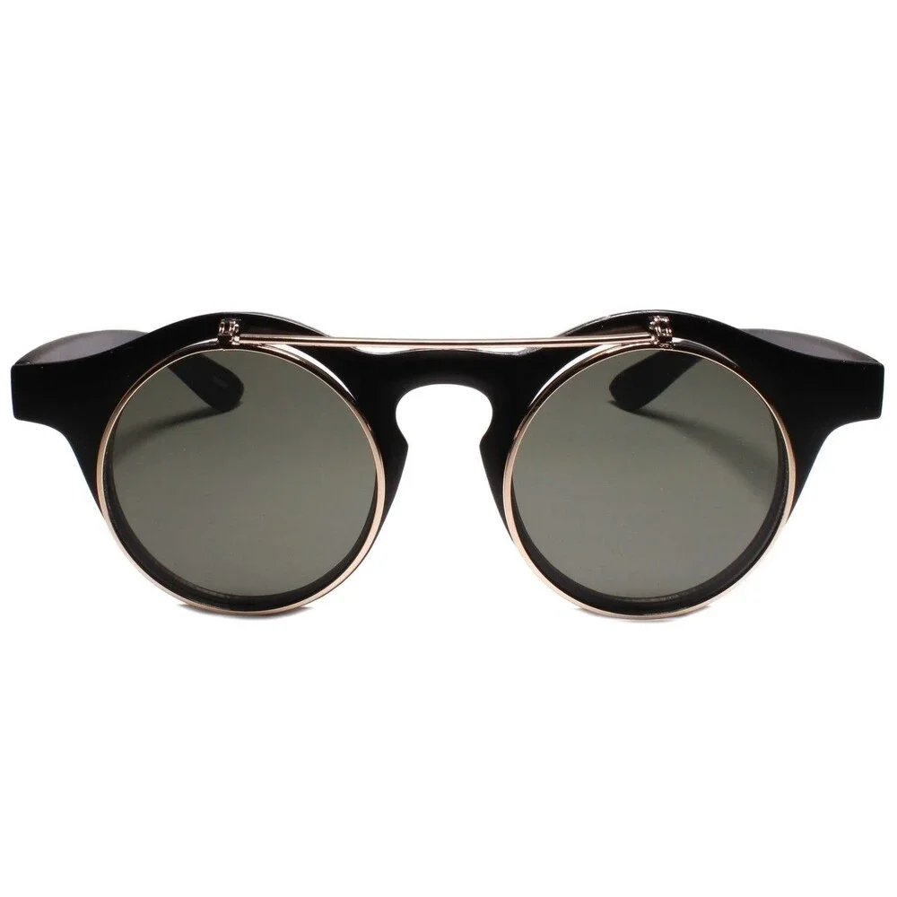 Lennon Dean Flip Up Classic Vintage Retro 60s 70s Sunglasses Matte Black Frame